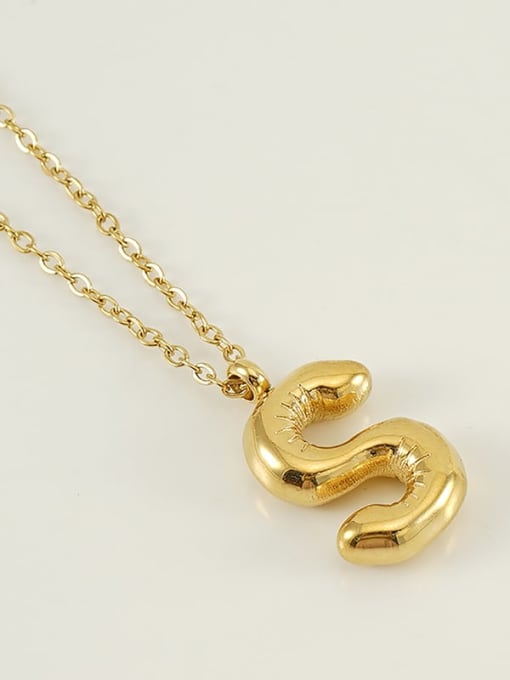 Letter S [Gold] Titanium Steel Letter Necklace With 26 letters